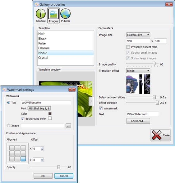 Templates window : Jquery Slider Maker